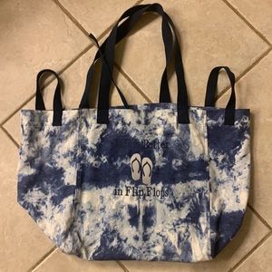 Thirty One Canvas Beach Bag with “Life Is Better in Flip Flops. Never used.